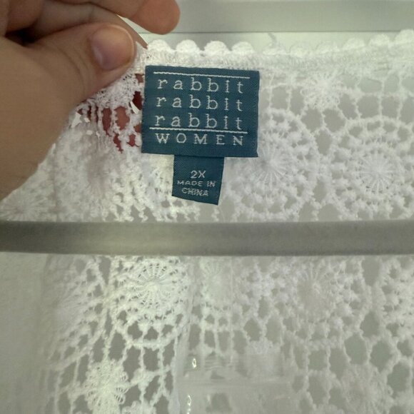 NWT‎ Rabbit Rabbit Rabbit Designs 3/4 Sleeve Shrug Women's 2X White - Picture 3 of 8